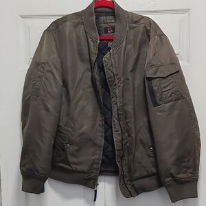 Emergency Exit Green Bomber‎ Jacket with Ribbed Collar Mens Sz M
